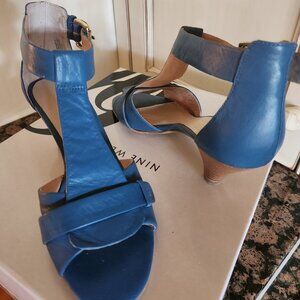 Luxury Blue Leather “High-Heel” Sandal Shoe
